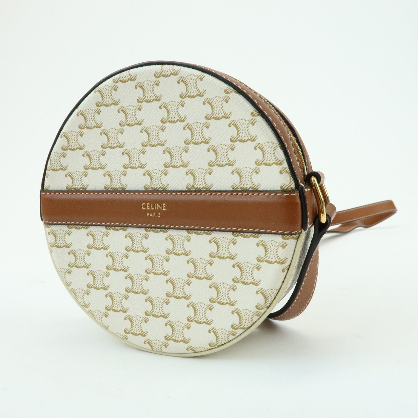 Celine Round Purse on Strap Triomphe Coated Canvas