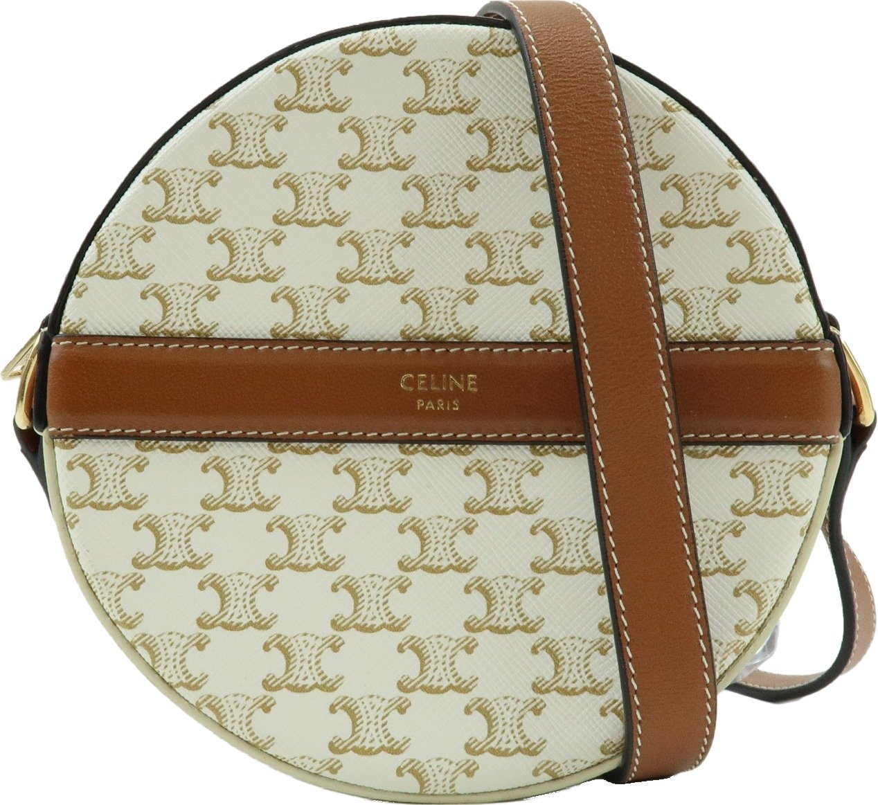 Celine Round Purse on Strap Triomphe Coated Canvas