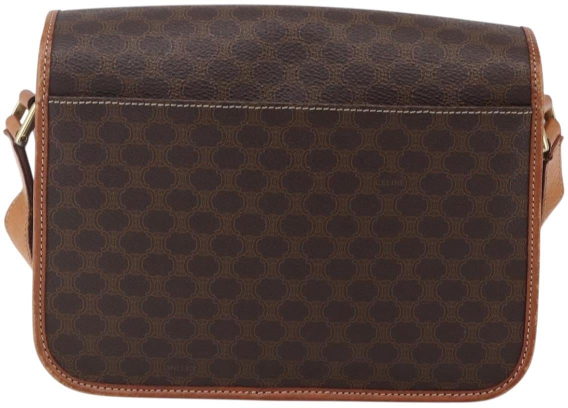 Celine Vintage Macadam Circle Logo Canvas and Leather