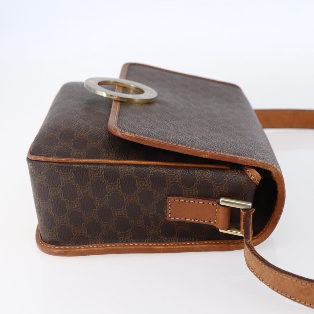 Celine Vintage Macadam Circle Logo Canvas and Leather