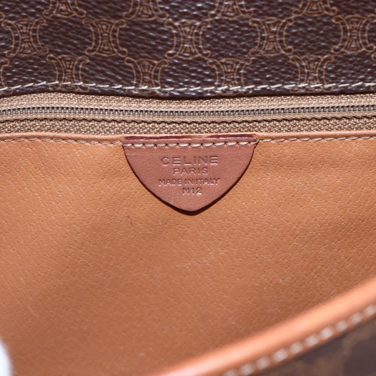 Celine Vintage Macadam Circle Logo Canvas and Leather