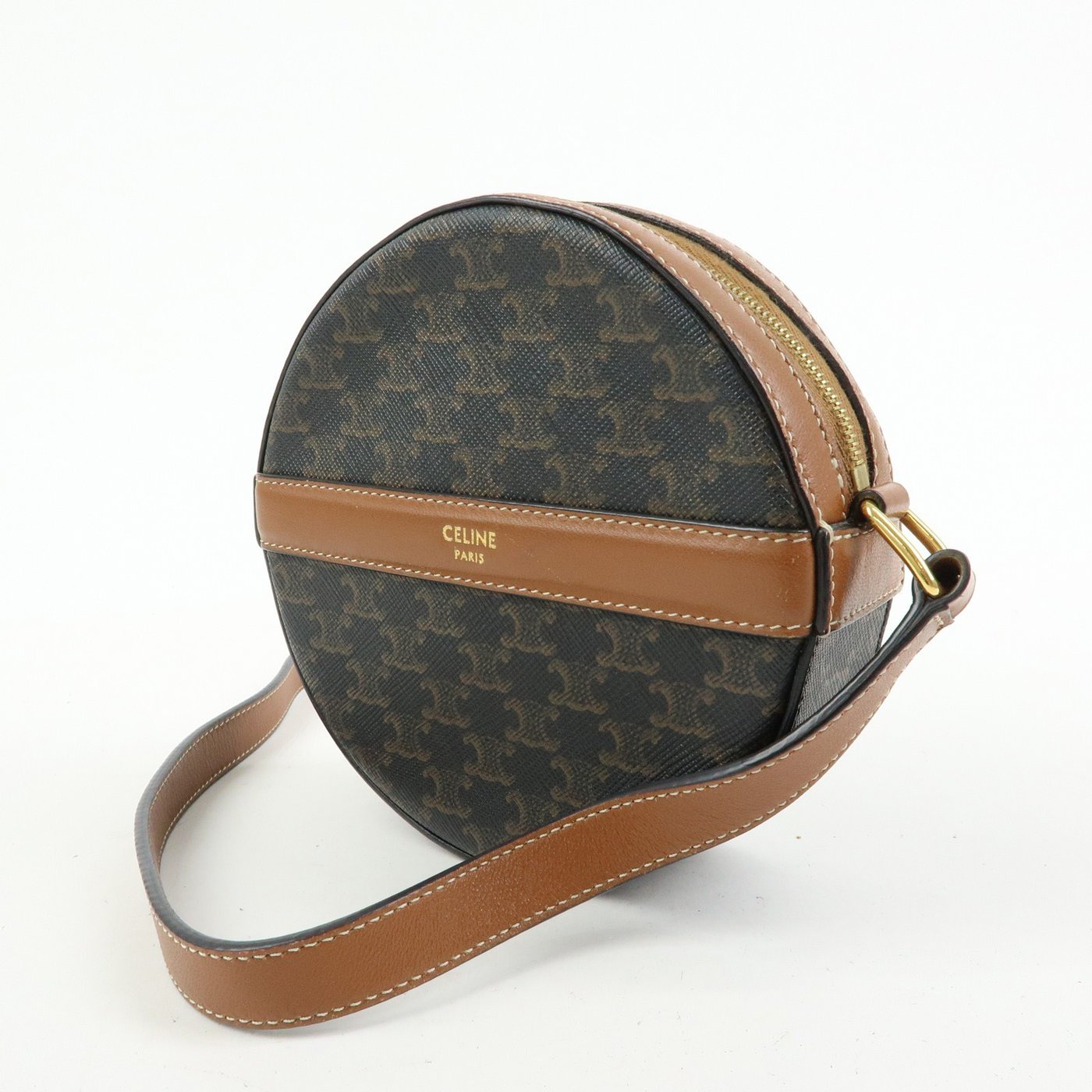 Celine Round Purse on Strap Triomphe Coated Canvas