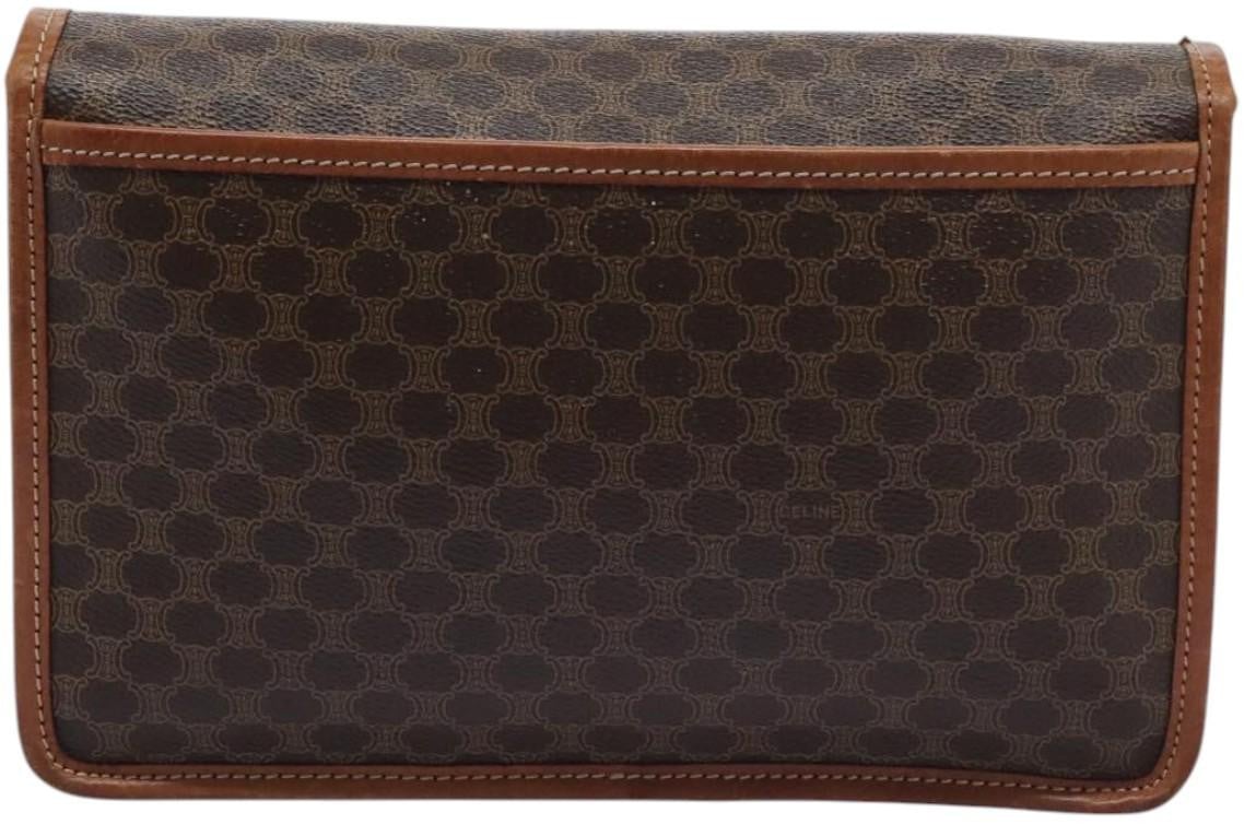 Celine Vintage Macadam Circle Logo Canvas and Leather