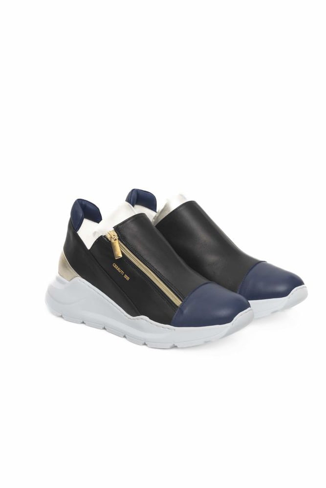 Cerruti 1881 Black Goatskin Women Sneaker