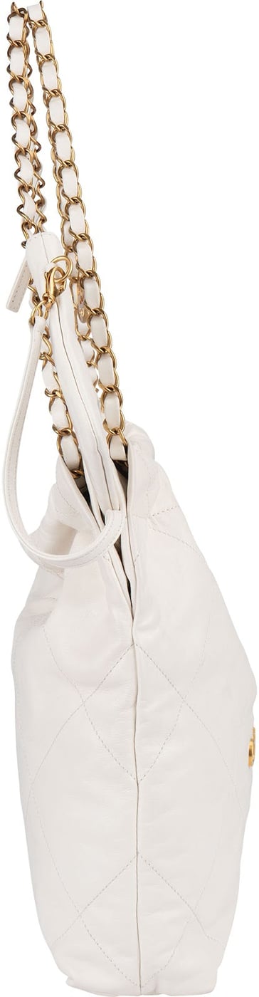 Chanel 22 White Quilted Lambskin Hobo Shoulder Bag