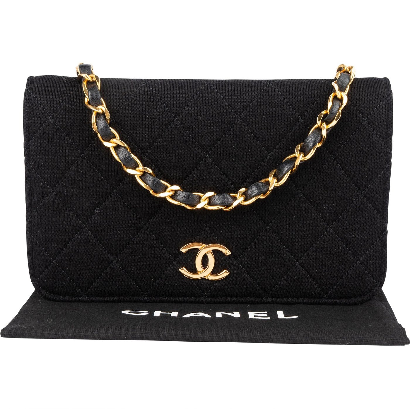 Chanel Quilted Cotton 24K Gold Single Flap Shoulder Bag