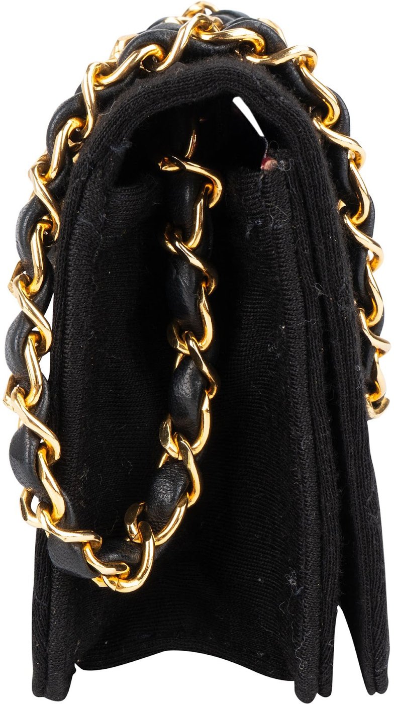 Chanel Quilted Cotton 24K Gold Single Flap Shoulder Bag