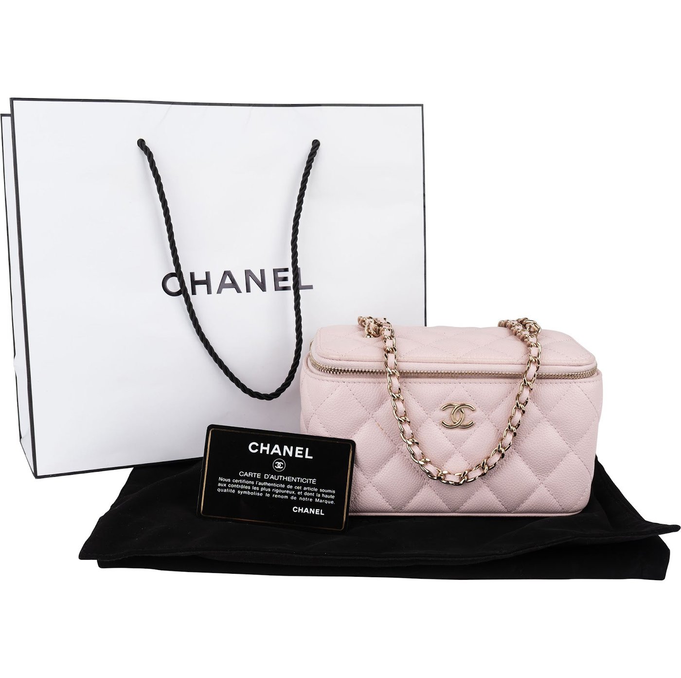 Chanel Quilted Caviar Leather Vanity Case Crossbody Bag