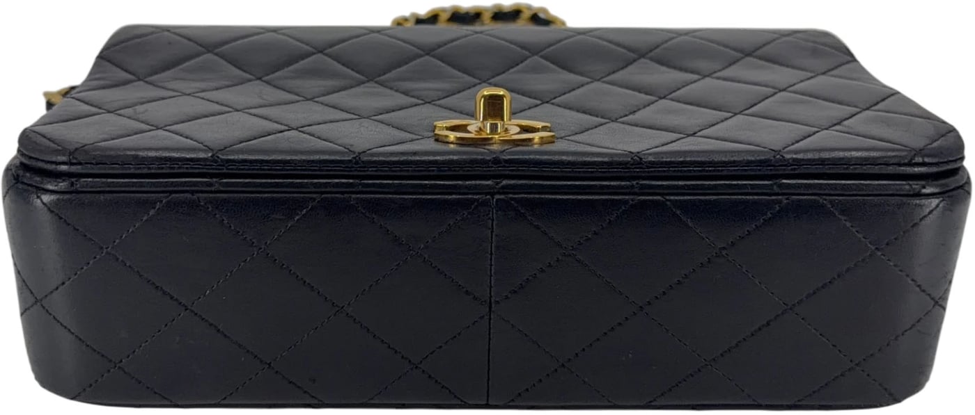 Chanel Vintage Full Flap Bag Lammleder Schwarz Gold 1989-1991