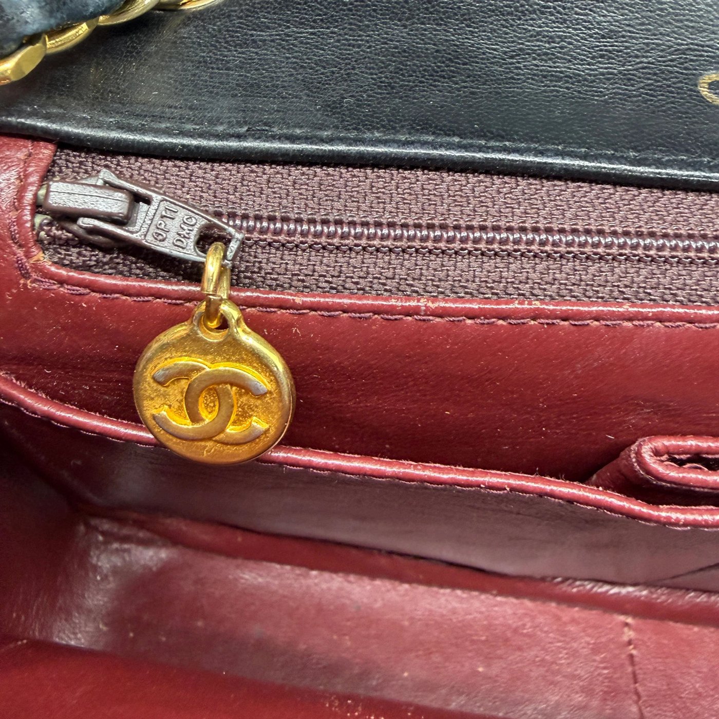 Chanel Vintage Full Flap Bag Lammleder Schwarz Gold 1989-1991