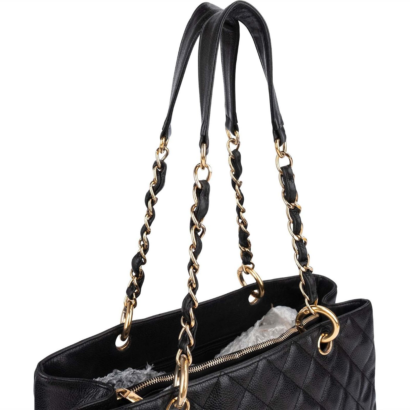 Chanel Quilted Caviar Leather Grand Shopping Tote Shoulder Bag
