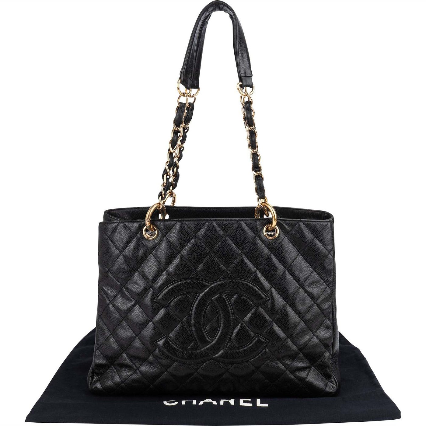 Chanel Quilted Caviar Leather Grand Shopping Tote Shoulder Bag
