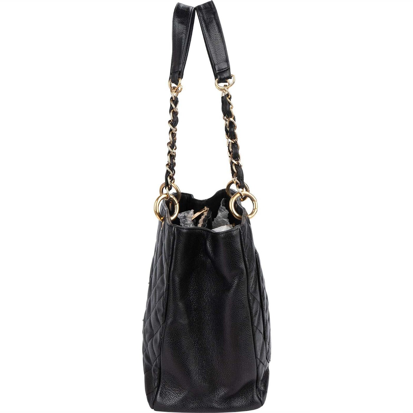 Chanel Quilted Caviar Leather Grand Shopping Tote Shoulder Bag
