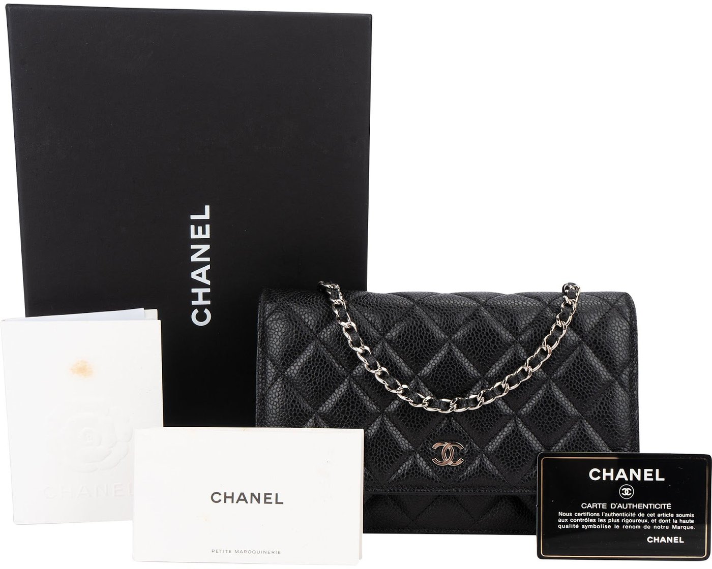 Chanel Quilted Caviar Leather Wallet on Chain Crossbody Bag