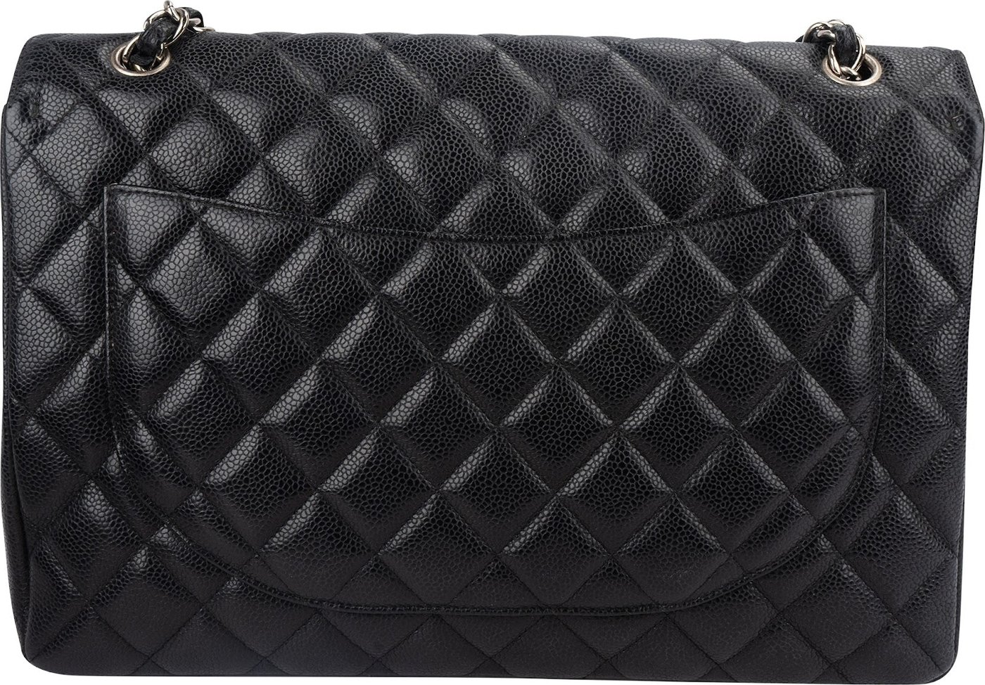 Chanel Quilted Caviar Leather Palladium Maxi Single Flap Crossbody Bag