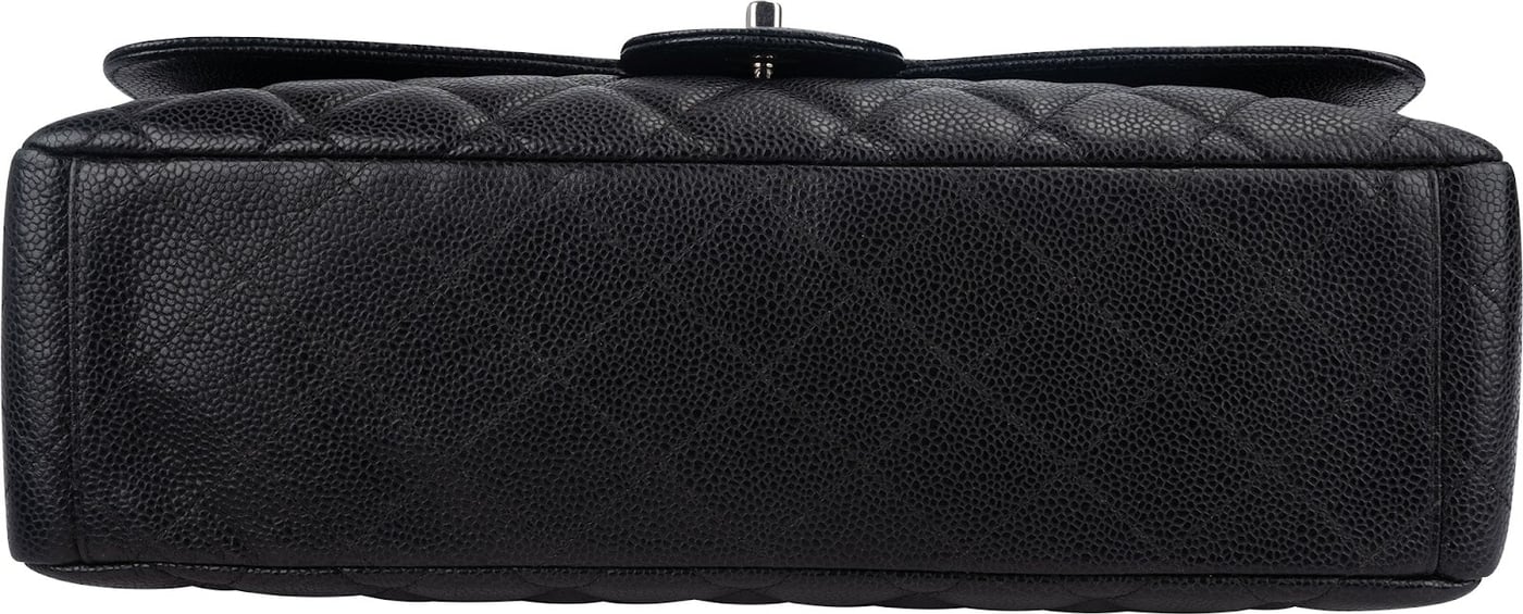 Chanel Quilted Caviar Leather Palladium Maxi Single Flap Crossbody Bag