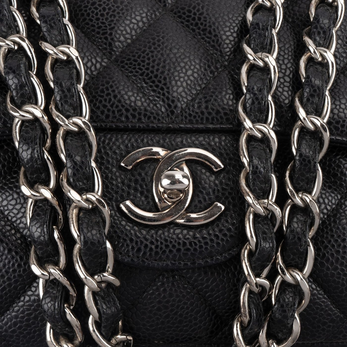 Chanel Quilted Caviar Leather Palladium Maxi Single Flap Crossbody Bag