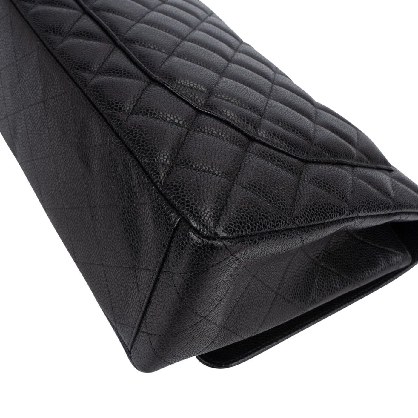 Chanel Quilted Caviar Leather Palladium Maxi Single Flap Crossbody Bag