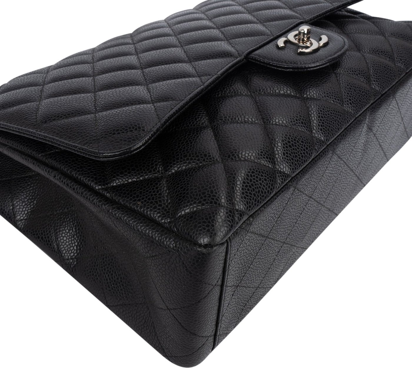 Chanel Quilted Caviar Leather Palladium Maxi Single Flap Crossbody Bag