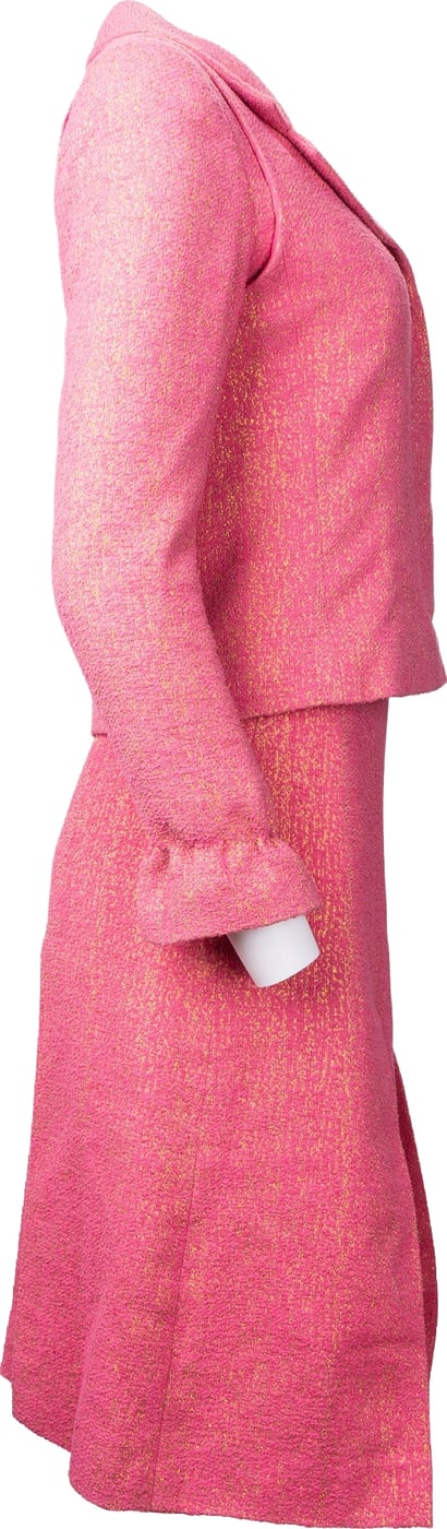 Chanel Pink Shimmering Gold Tweed Costume Set (DE34 & DE40 / FR36 & FR42)