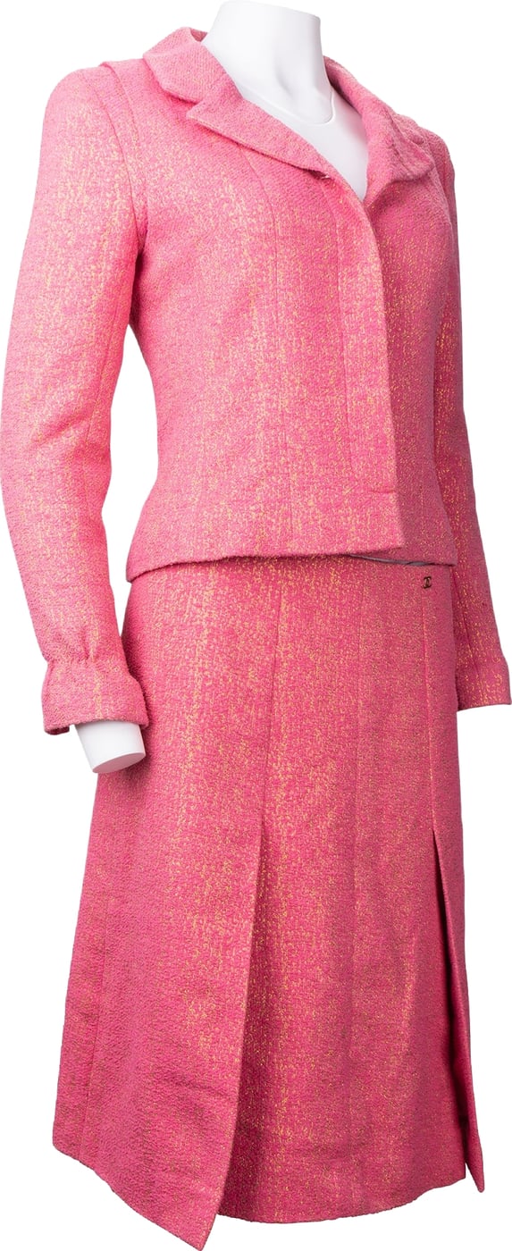Chanel Pink Shimmering Gold Tweed Costume Set (DE34 & DE40 / FR36 & FR42)