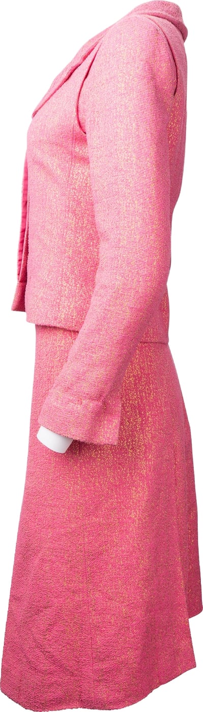 Chanel Pink Shimmering Gold Tweed Costume Set (DE34 & DE40 / FR36 & FR42)