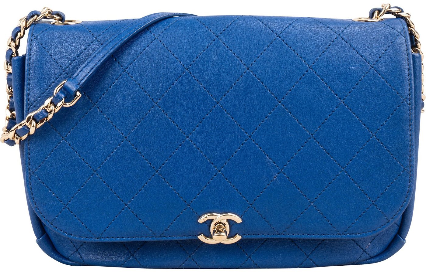 Chanel Quilted Stitched Leather Side Chain Single Flap Shoulder Bag