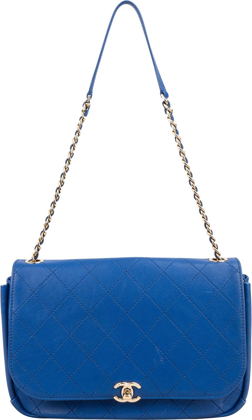 Chanel Quilted Stitched Leather Side Chain Single Flap Shoulder Bag