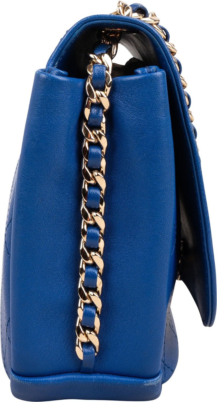 Chanel Quilted Stitched Leather Side Chain Single Flap Shoulder Bag