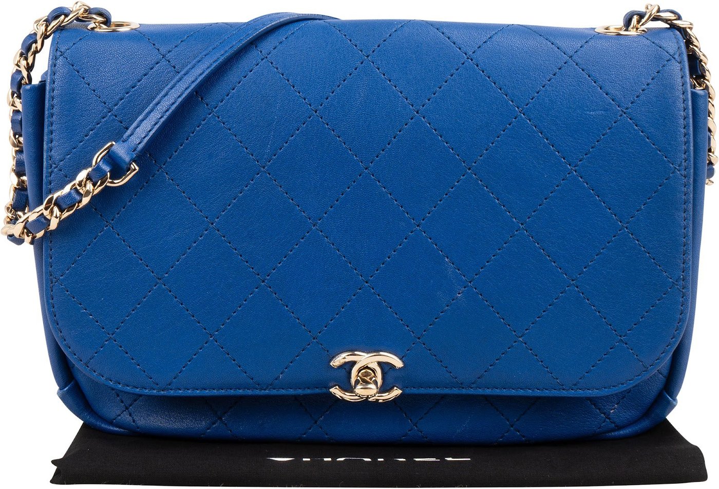 Chanel Quilted Stitched Leather Side Chain Single Flap Shoulder Bag