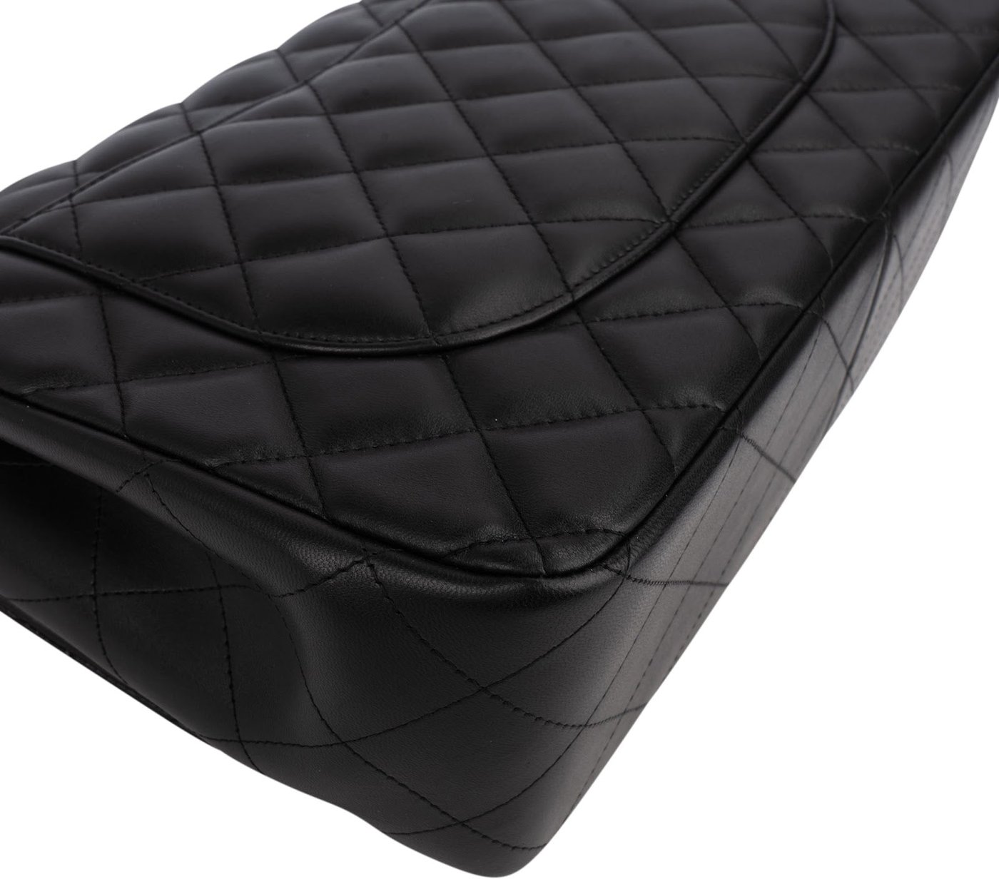Chanel Quilted Lambskin Palladium Jumbo Double Flap Crossbody Bag