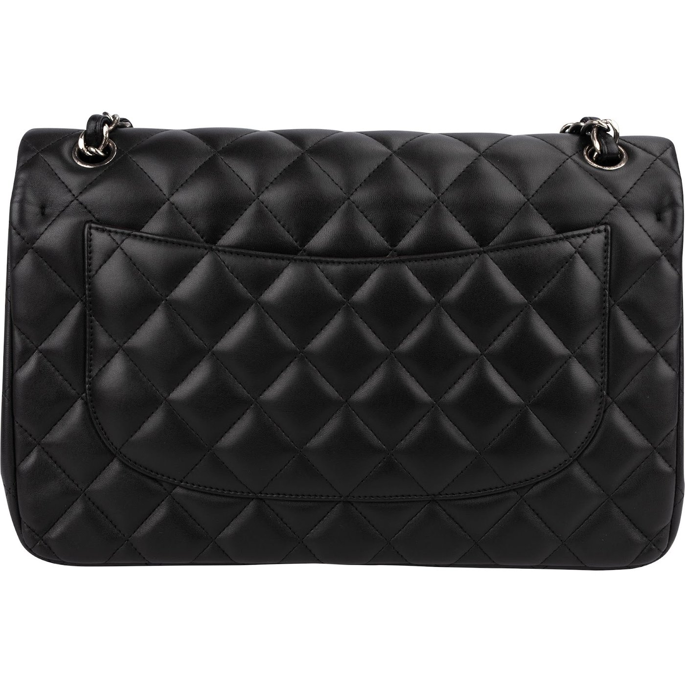 Chanel Quilted Lambskin Palladium Jumbo Double Flap Crossbody Bag