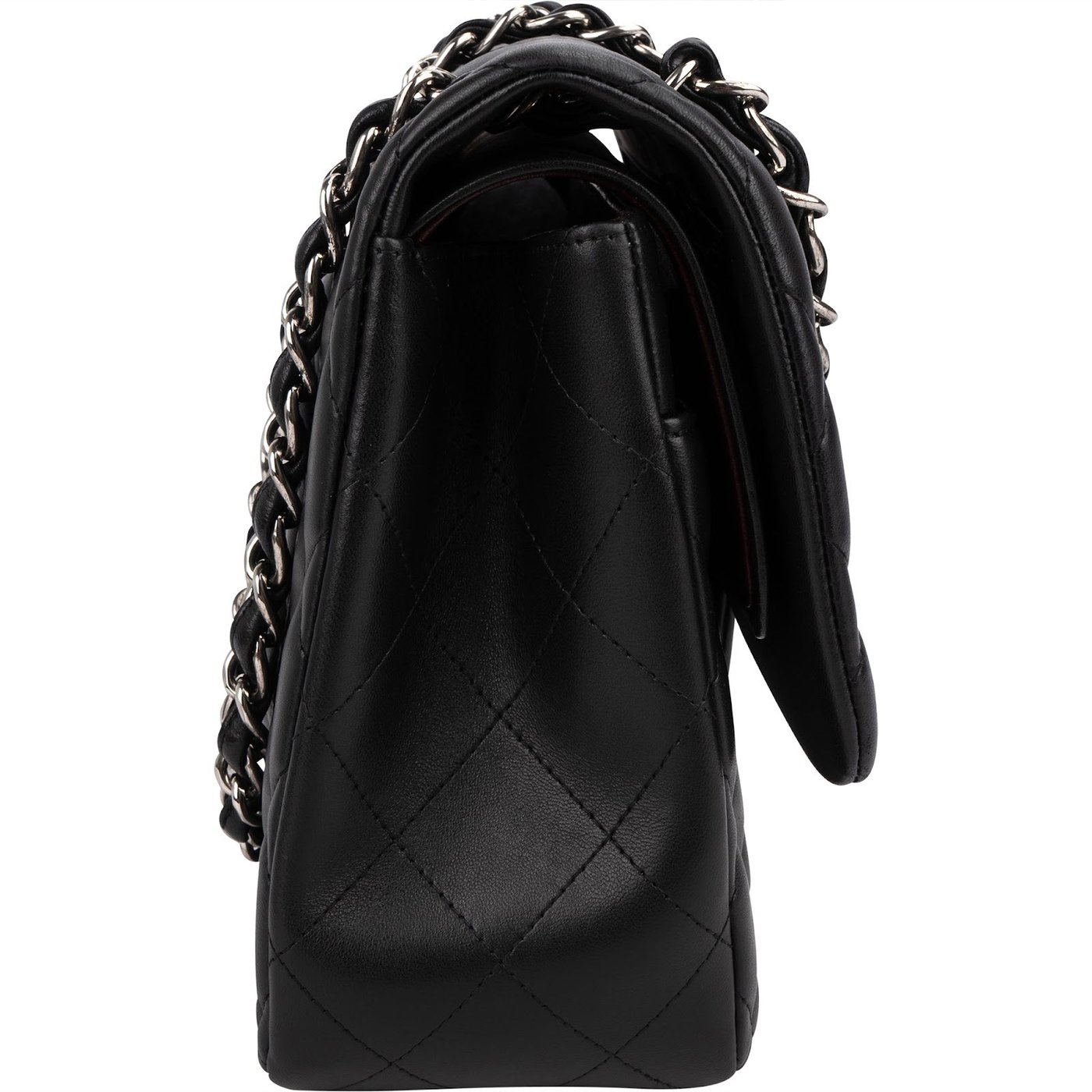 Chanel Quilted Lambskin Palladium Jumbo Double Flap Crossbody Bag