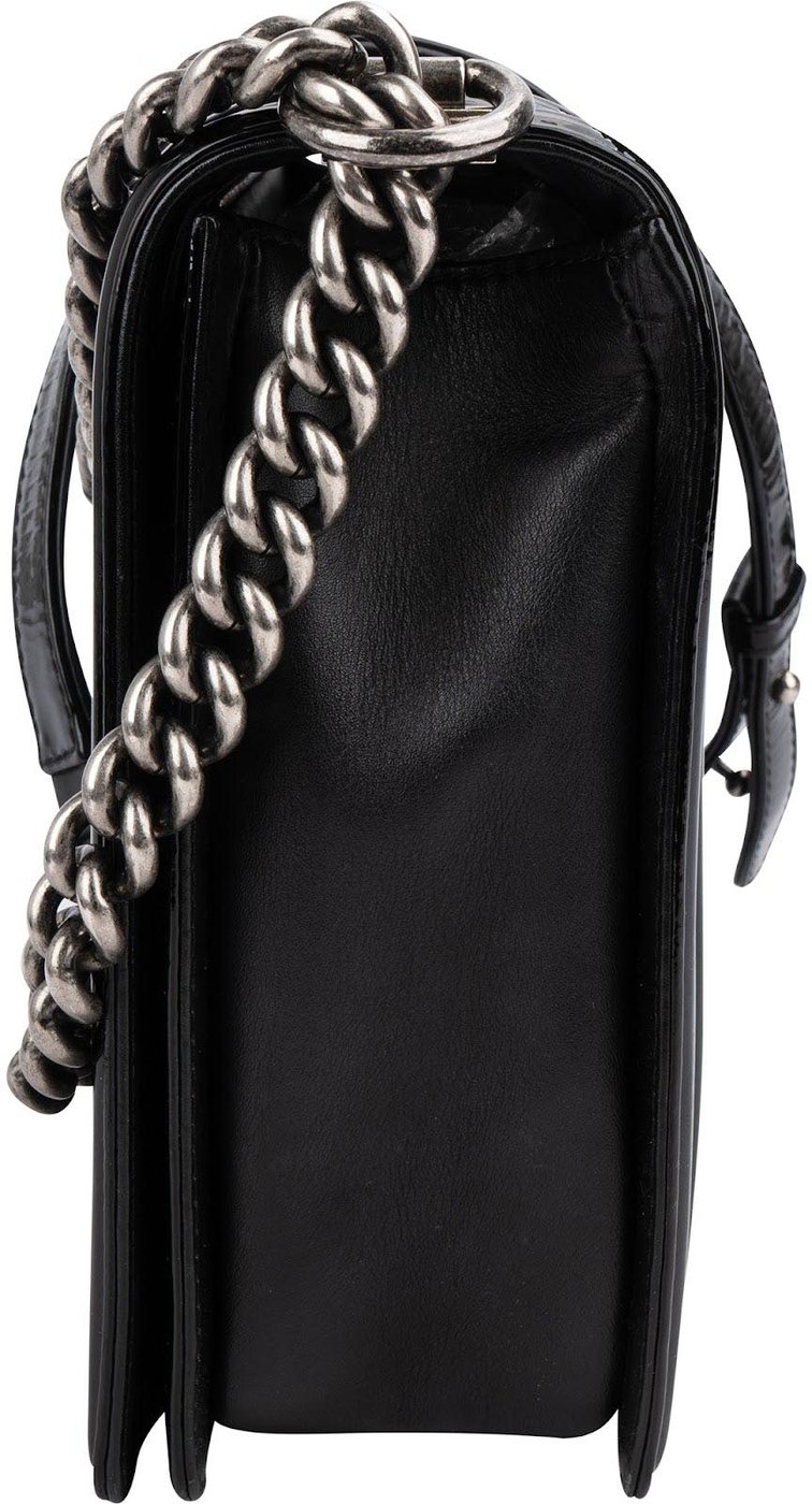 Chanel Quilted Patent Leather Jumbo Boy Single Flap Crossbody Bag