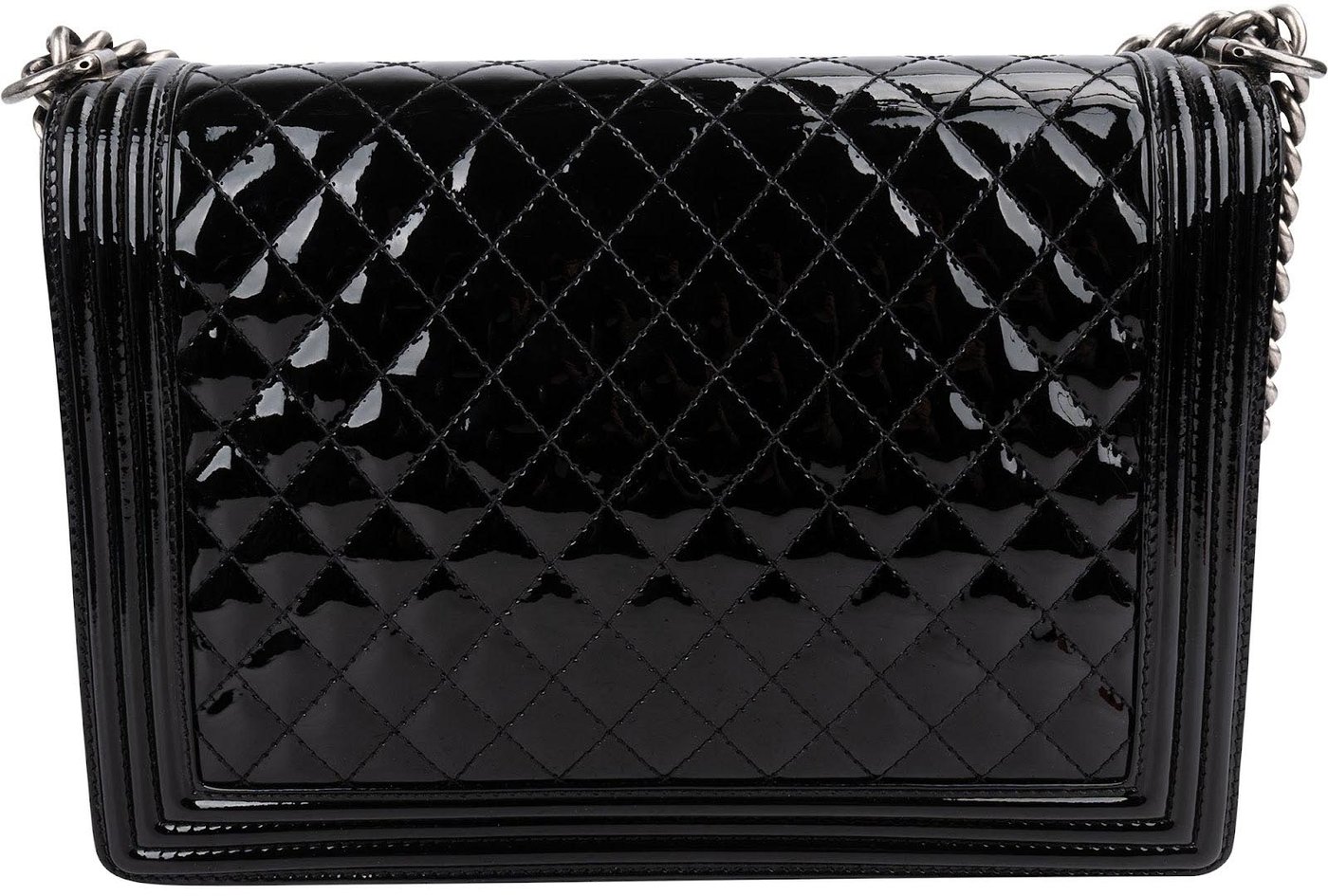 Chanel Quilted Patent Leather Jumbo Boy Single Flap Crossbody Bag