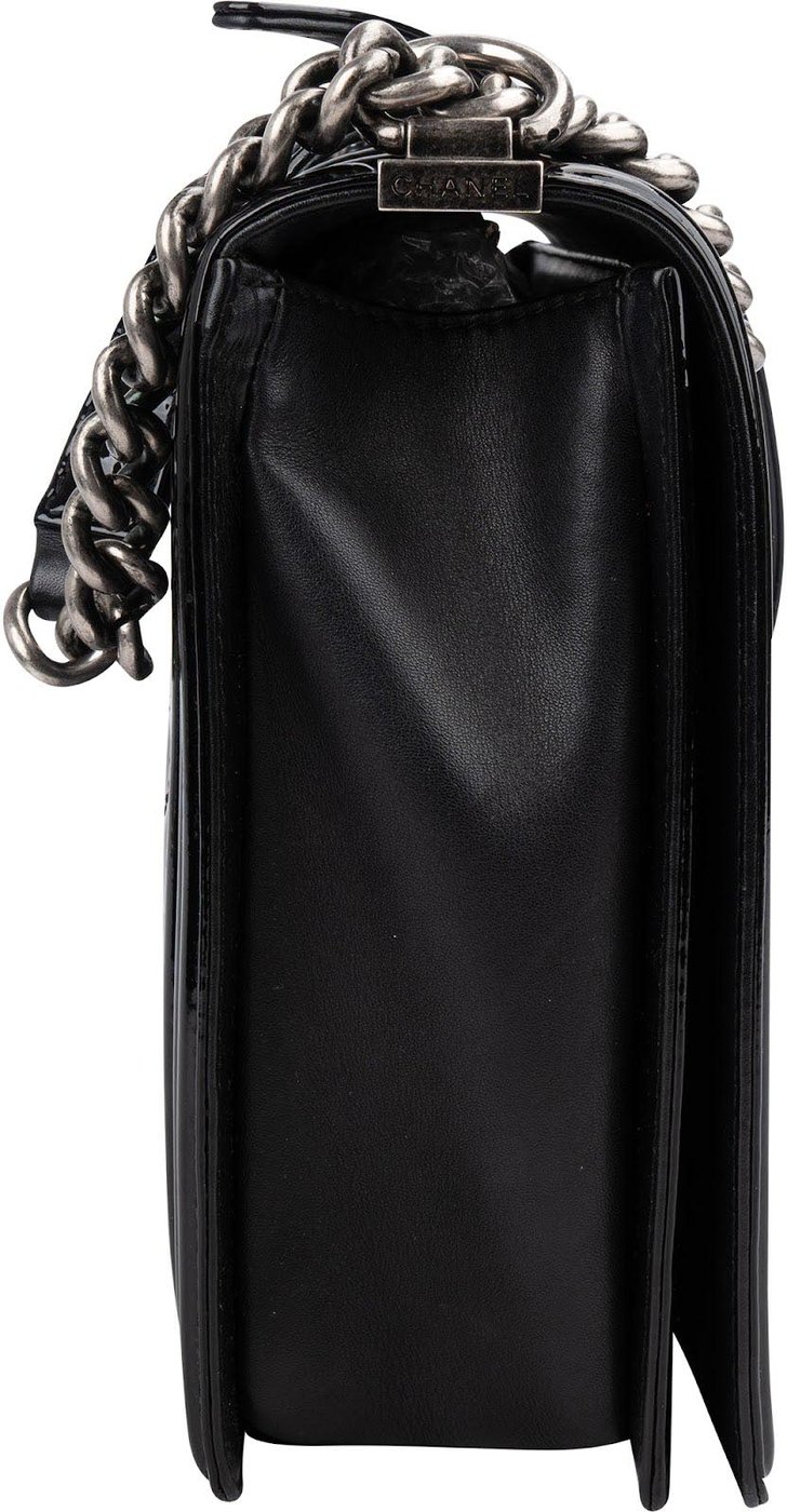 Chanel Quilted Patent Leather Jumbo Boy Single Flap Crossbody Bag