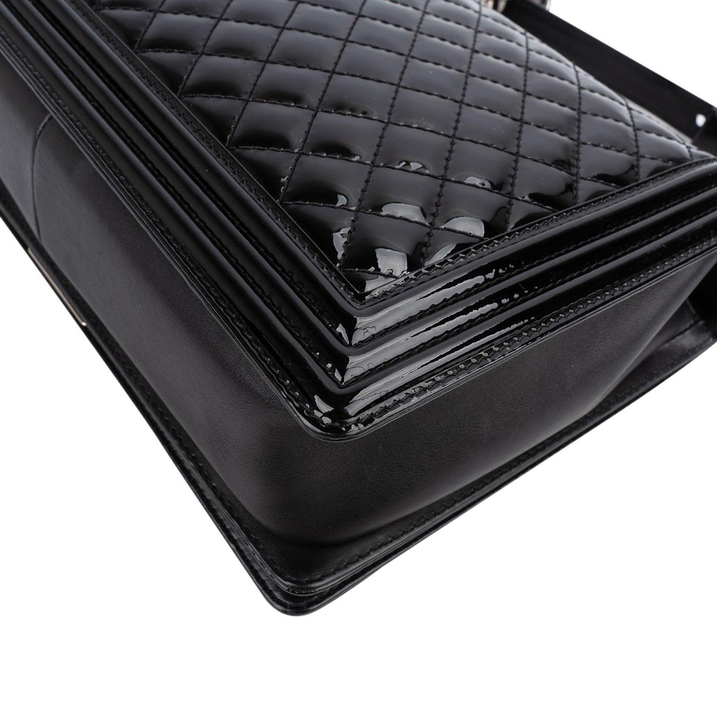 Chanel Quilted Patent Leather Jumbo Boy Single Flap Crossbody Bag