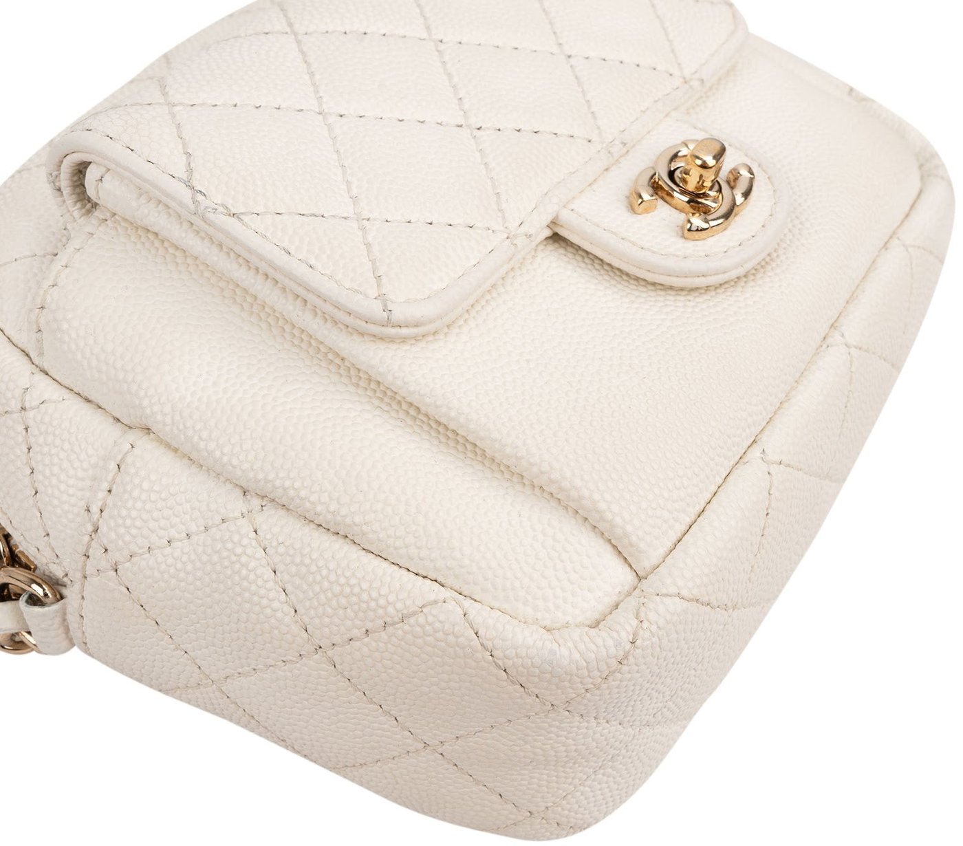 Chanel Quilted Caviar Leather Small Round Camera Crossbody Bag