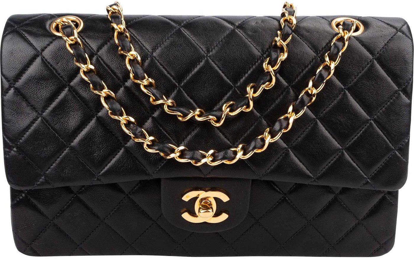 Chanel Quilted Lambskin Medium 24K Gold Double Flap Shoulder Bag