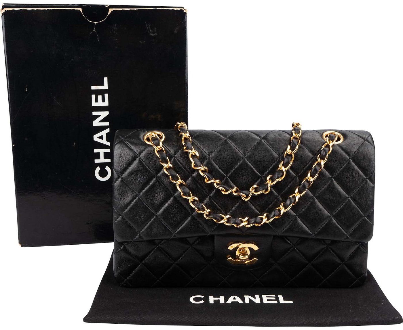 Chanel Quilted Lambskin Medium 24K Gold Double Flap Shoulder Bag