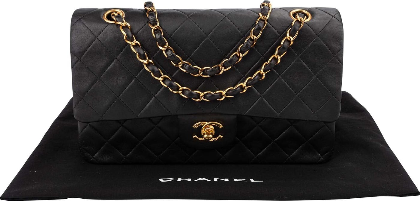 Chanel Quilted Lambskin Medium 24K Gold Double Flap Shoulder Bag