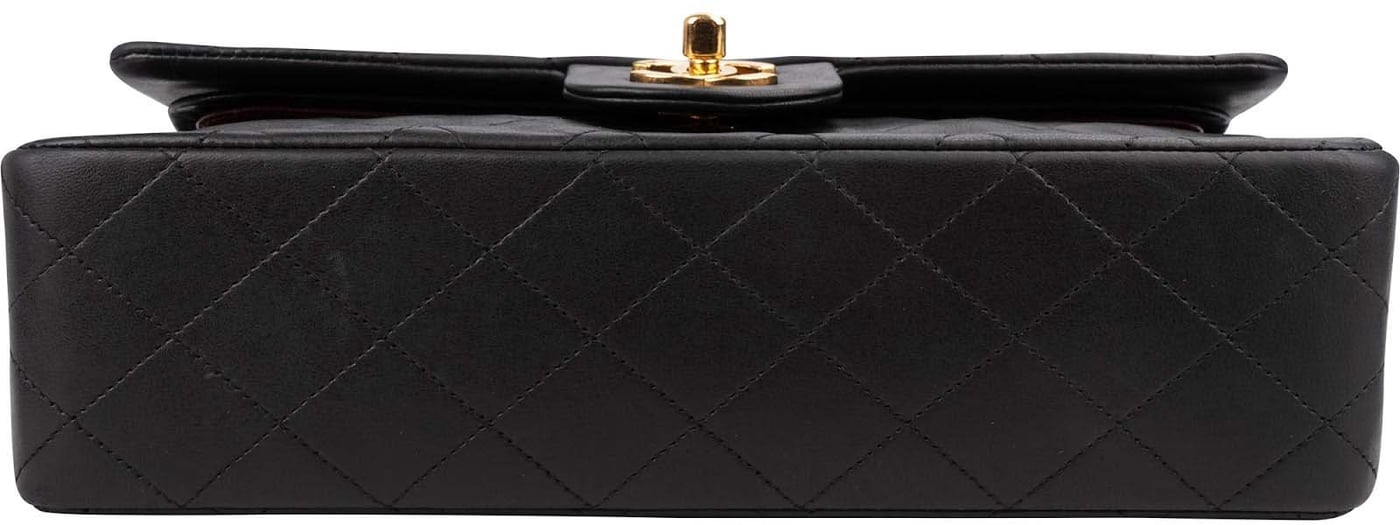 Chanel Quilted Lambskin Medium 24K Gold Double Flap Shoulder Bag