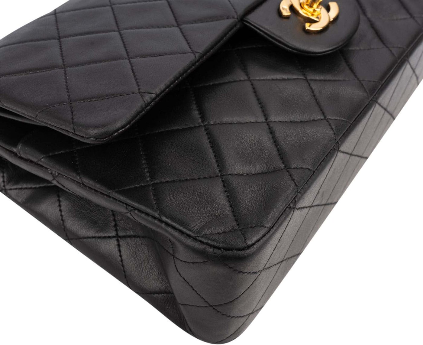 Chanel Quilted Lambskin Medium 24K Gold Double Flap Shoulder Bag