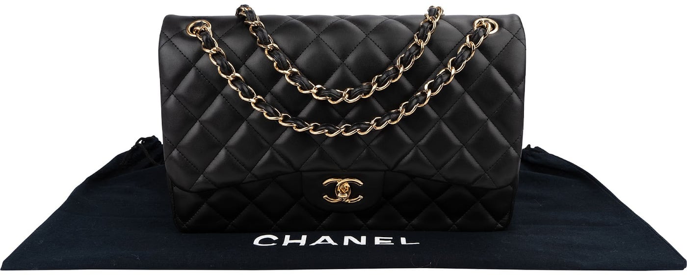 Chanel Quilted Lambskin Jumbo Double Flap Crossbody Bag