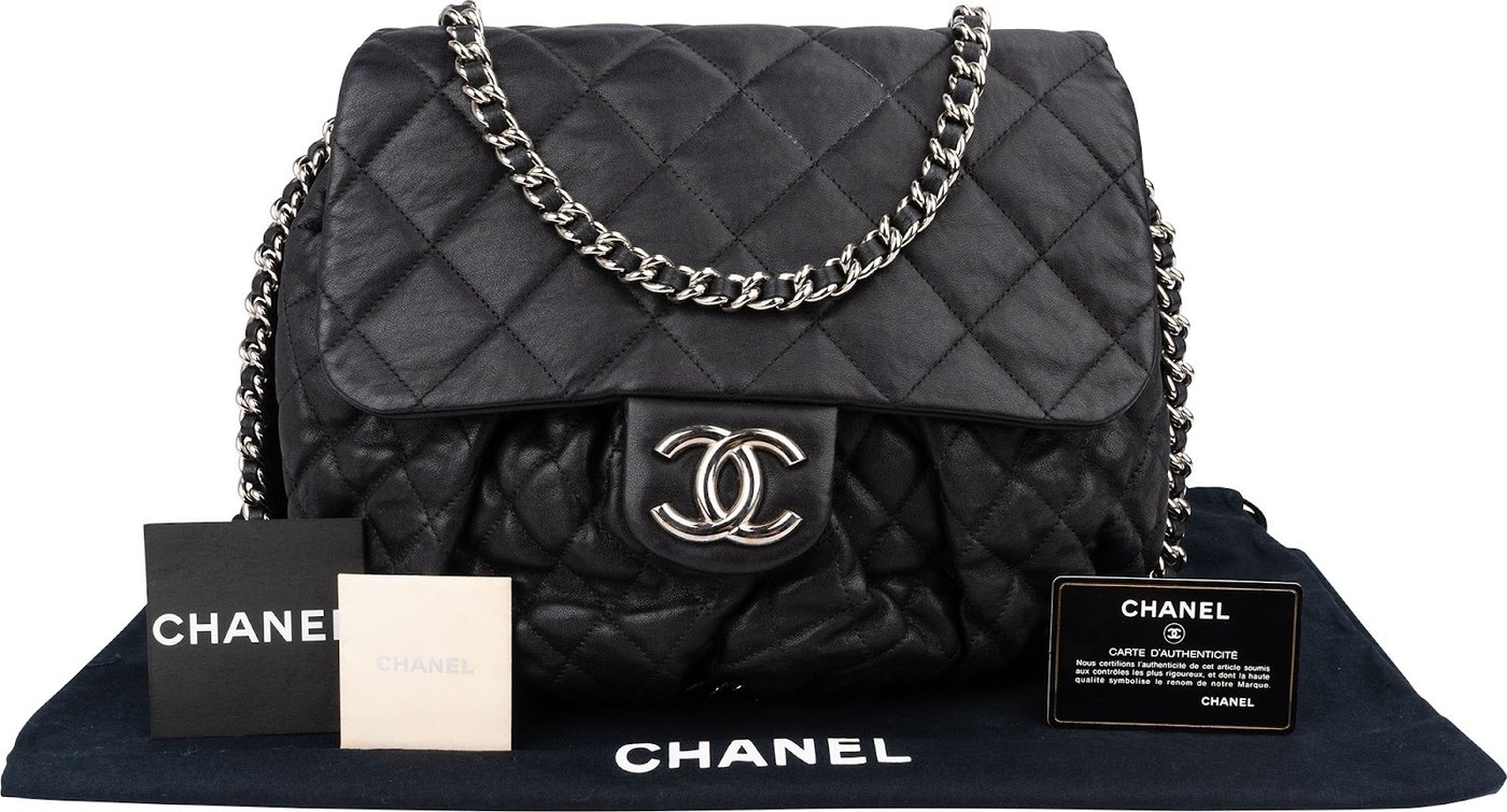 Chanel Quilted Lambskin Bubble Quilt Jumbo Single Flap Crossbody Bag