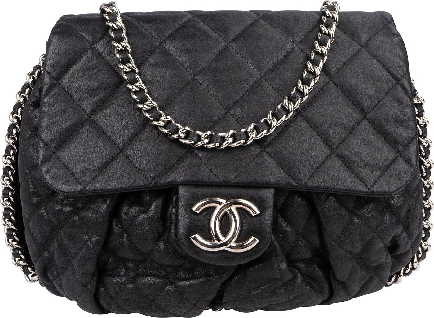 Chanel Quilted Lambskin Bubble Quilt Jumbo Single Flap Crossbody Bag
