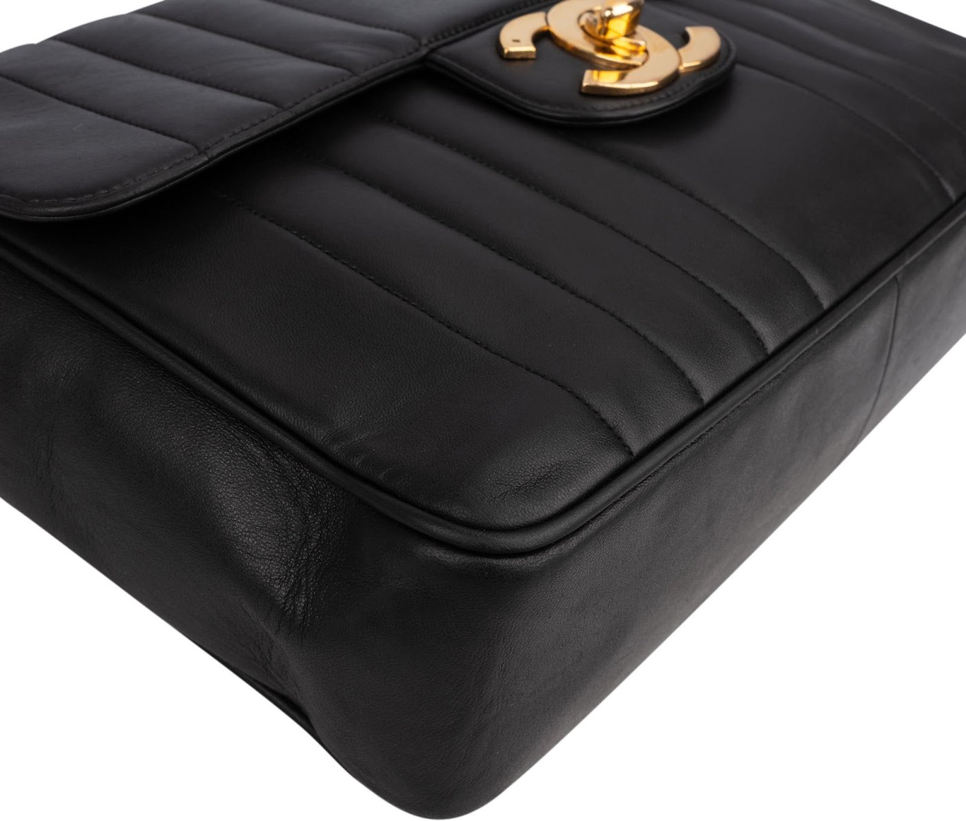 Chanel Vertical Quilted Lambskin 24K Gold Jumbo Single Flap Crossbody Bag