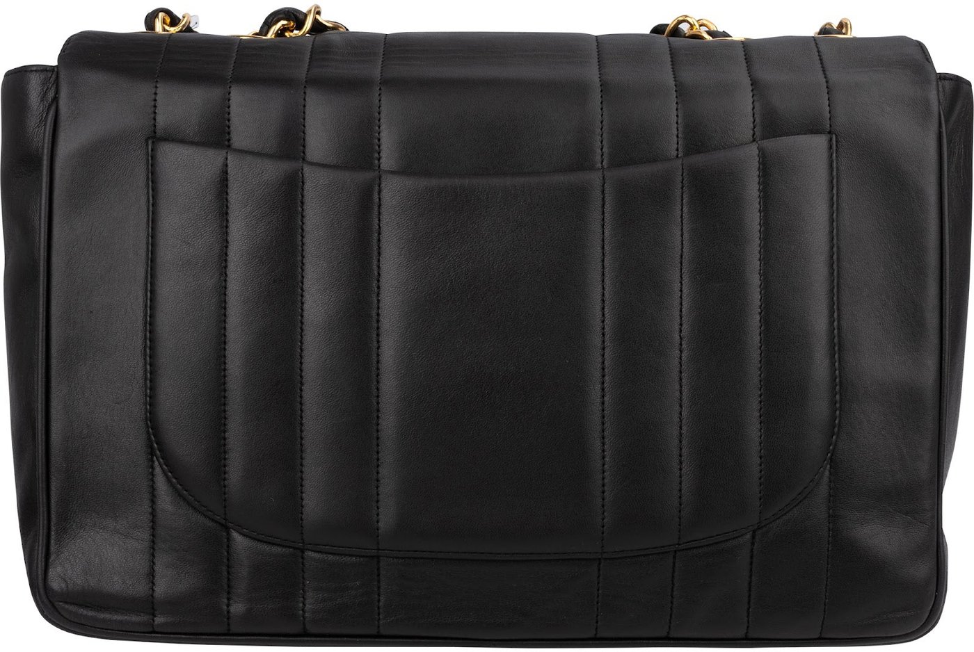Chanel Vertical Quilted Lambskin 24K Gold Jumbo Single Flap Crossbody Bag