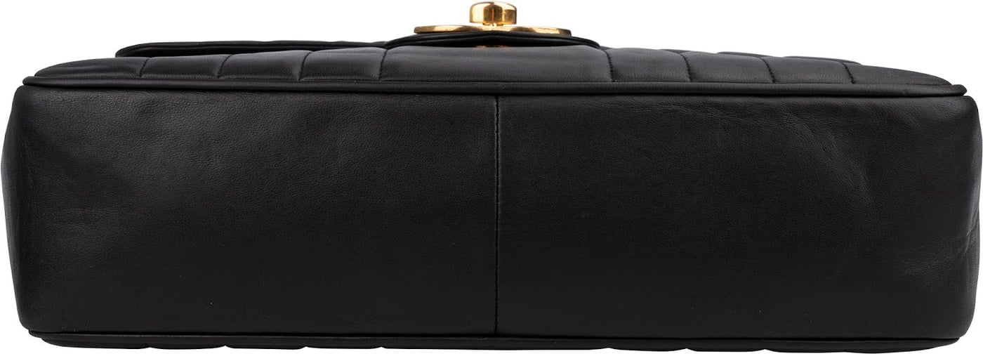 Chanel Vertical Quilted Lambskin 24K Gold Jumbo Single Flap Crossbody Bag