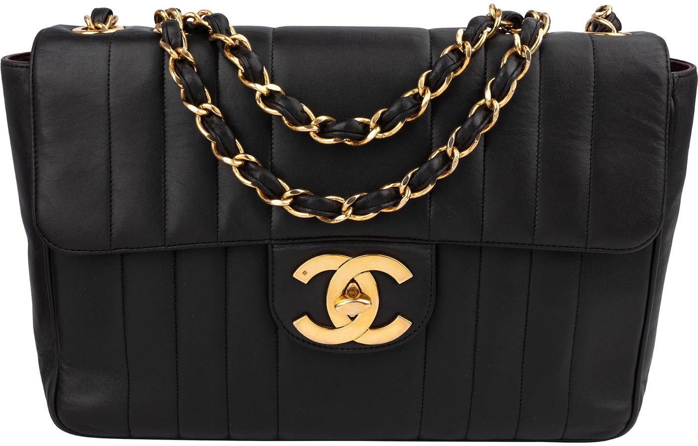 Chanel Vertical Quilted Lambskin 24K Gold Jumbo Single Flap Crossbody Bag